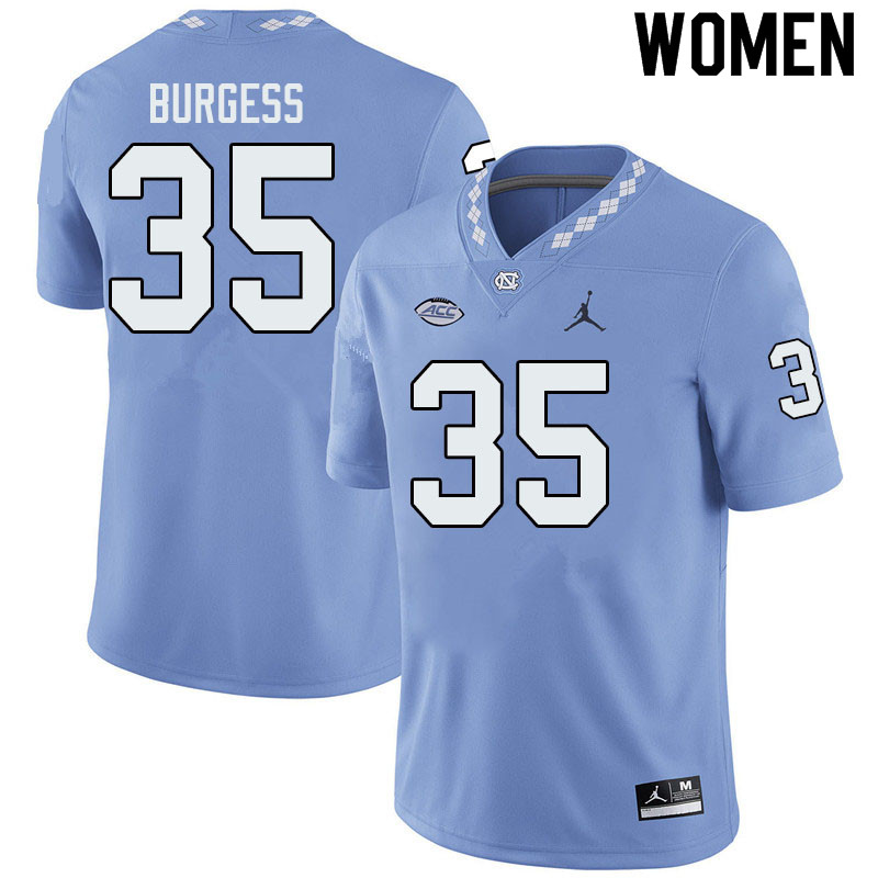 Jordan Brand Women #35 Carson Burgess North Carolina Tar Heels College Football Jerseys Sale-Blue